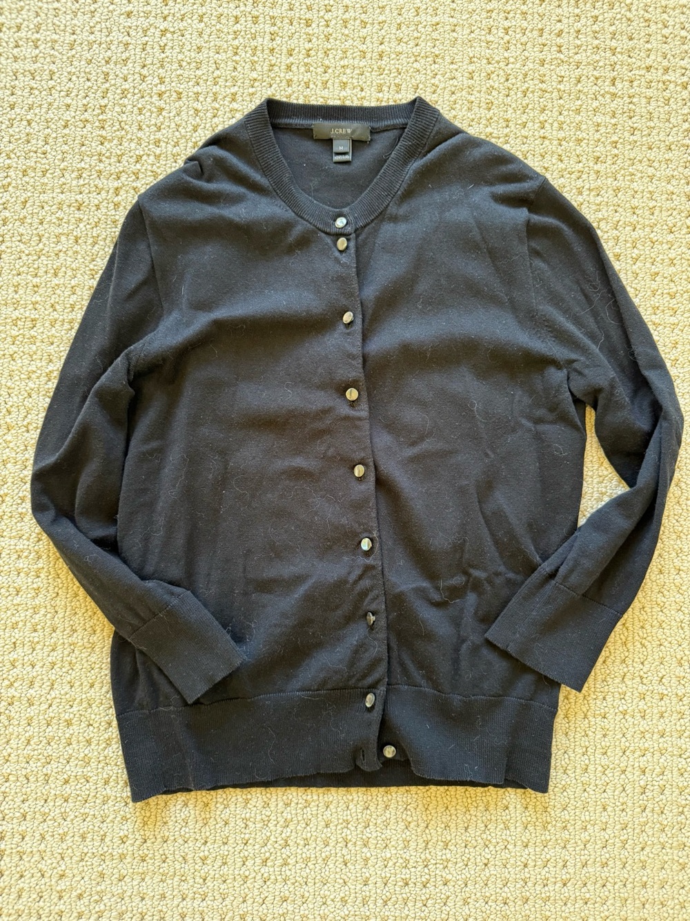 J. Crew Black Button-Front Crewneck Cardigan